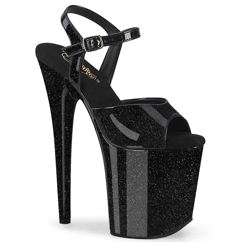 Pleaser FLAMINGO-809GP Platform Sandal (Black Glitter Patent/M)