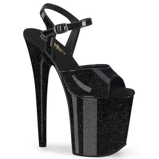 Pleaser FLAMINGO-809GP Platform Sandal (Black Glitter Patent/M)