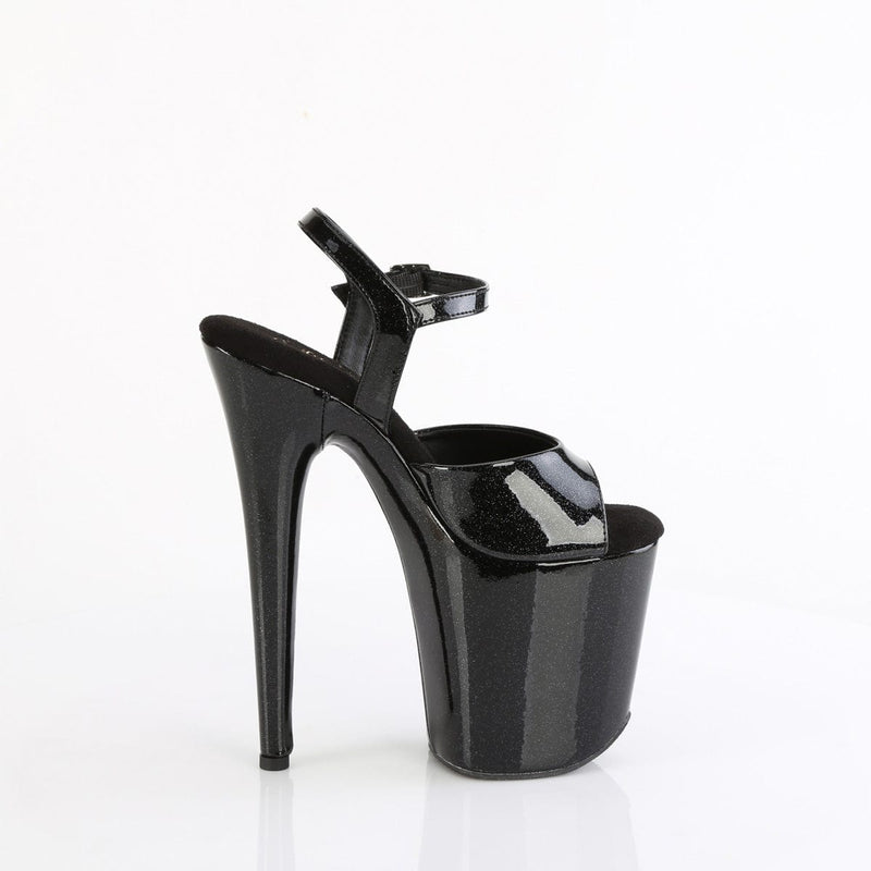 Pleaser FLAMINGO-809GP Platform Sandal (Black Glitter Patent/M)