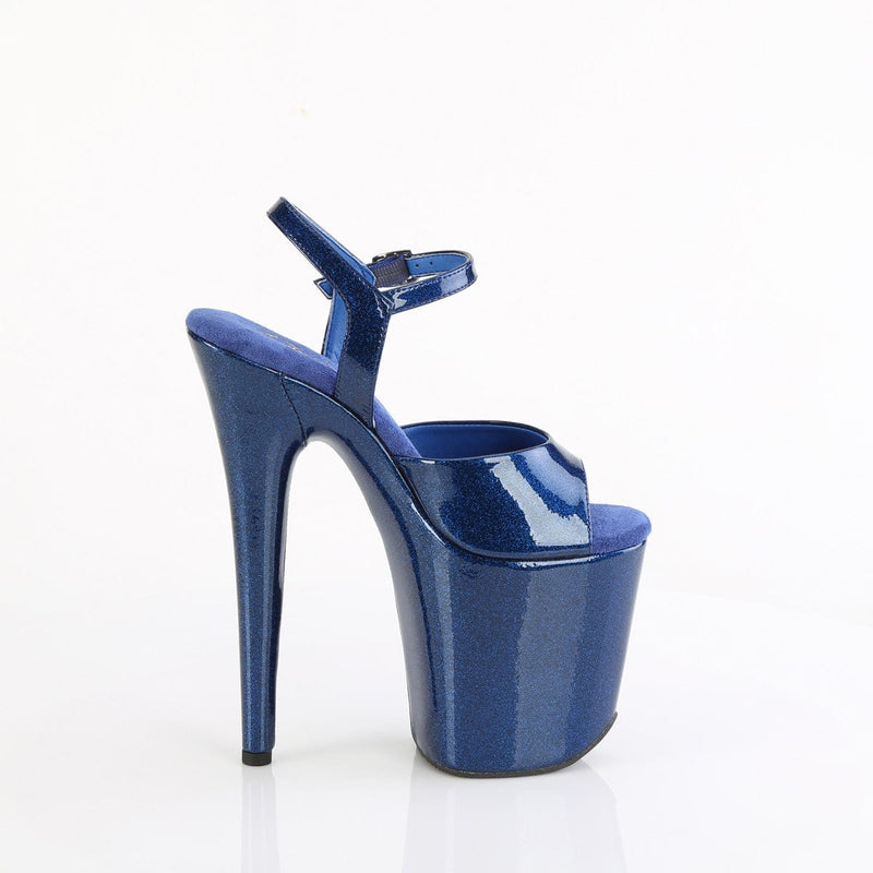Pleaser FLAMINGO-809GP Platform Sandal (Navy Blue Glitter Patent/M)