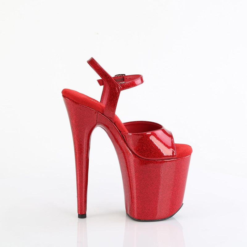 Pleaser FLAMINGO-809GP Platform Sandal (Ruby Red Glitter Patent/M)