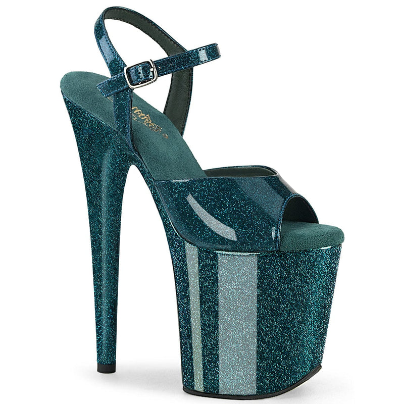 Pleaser FLAMINGO-809GP Platform Sandal (Teal Glitter Patent/M)