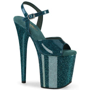 Pleaser FLAMINGO-809GP Platform Sandal (Teal Glitter Patent/M)