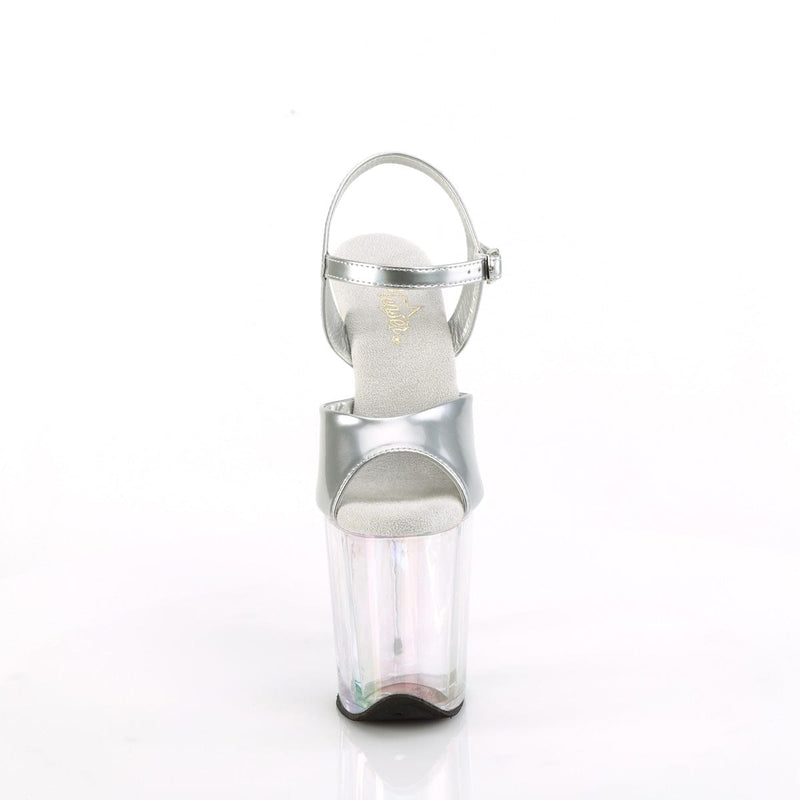 Pleaser FLAMINGO-809HT Platform Sandal (Silver Holo Patent/Holo Tinted)
