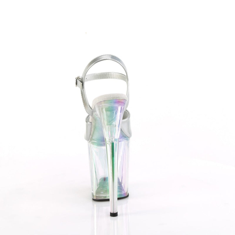 Pleaser FLAMINGO-809HT Platform Sandal (Silver Holo Patent/Holo Tinted)