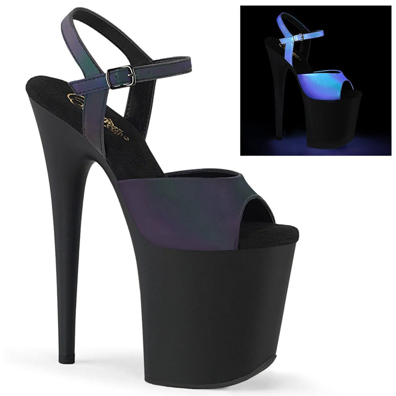 Pleaser FLAMINGO-809REFL Platform Sandal (Green Multi Reflective/Black Matte)