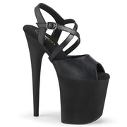 Pleaser FLAMINGO-824 Platform Sandal (Black Faux Leather/Black Matte)