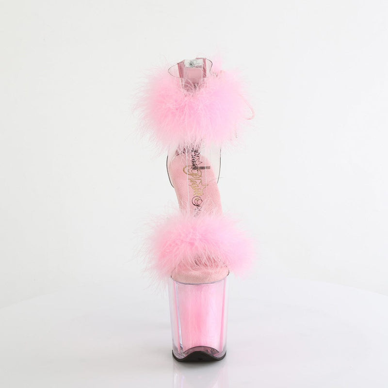 Pleaser FLAMINGO-824F Platform Sandal (Clear-Baby Pink Fur/M)