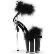 Pleaser FLAMINGO-824F Platform Sandal (Clear-Black Fur/M)