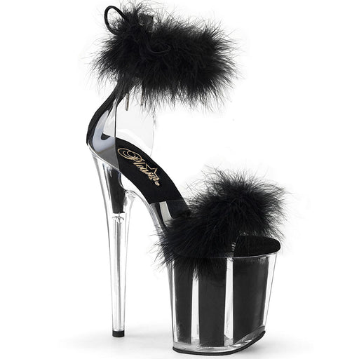 Pleaser FLAMINGO-824F Platform Sandal (Clear-Black Fur/M)