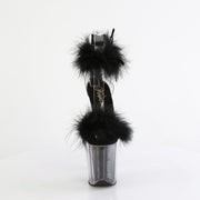 Pleaser FLAMINGO-824F Platform Sandal (Clear-Black Fur/M)