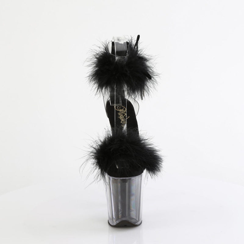Pleaser FLAMINGO-824F Platform Sandal (Clear-Black Fur/M)