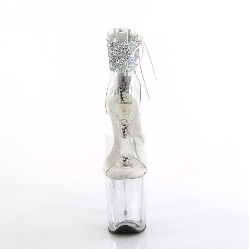 Pleaser FLAMINGO-824RS-02 Platform Sandal (Clear-Silver AB Rhinestone/Clear)