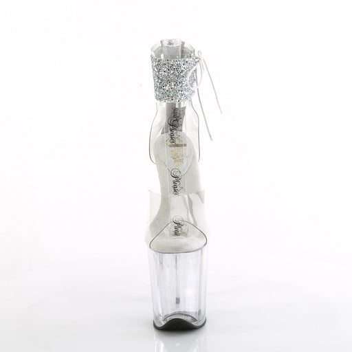 Pleaser FLAMINGO-824RS-02 Platform Sandal (Clear-Silver AB Rhinestone/Clear)