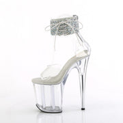 Pleaser FLAMINGO-824RS-02 Platform Sandal (Clear-Silver AB Rhinestone/Clear)