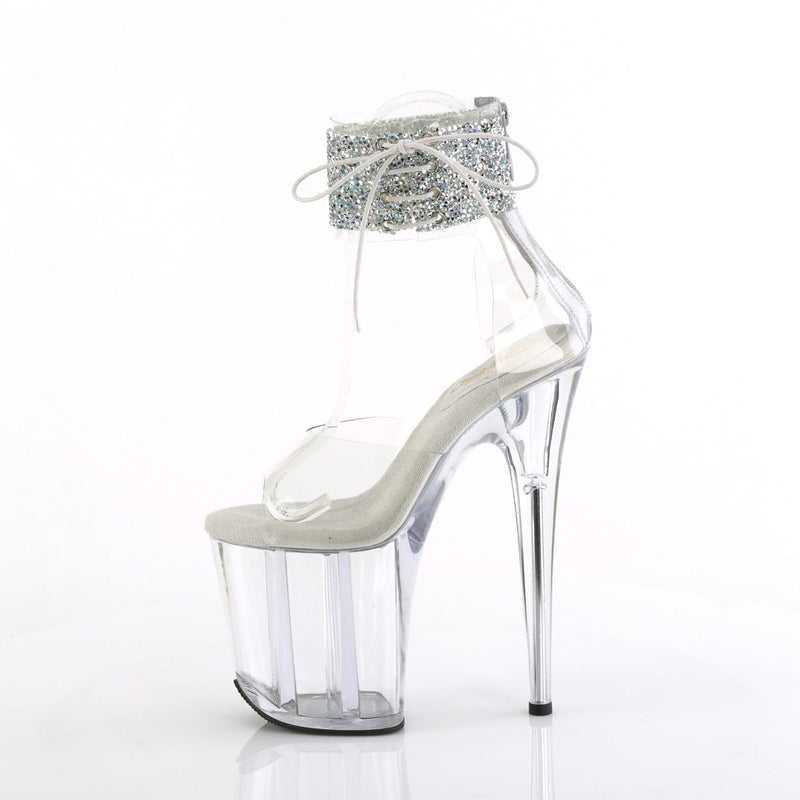 Pleaser FLAMINGO-824RS-02 Platform Sandal (Clear-Silver AB Rhinestone/Clear)