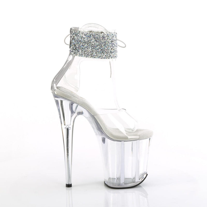 Pleaser FLAMINGO-824RS-02 Platform Sandal (Clear-Silver AB Rhinestone/Clear)