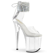 Pleaser FLAMINGO-824RS-02 Platform Sandal (Clear-Silver AB Rhinestone/Clear)