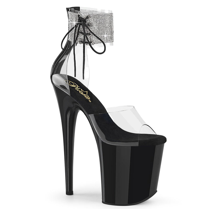 Pleaser FLAMINGO-824RS Platform Sandal (Clear/Black)