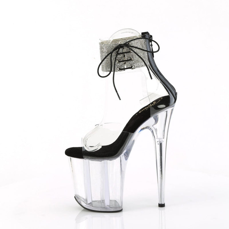 Pleaser FLAMINGO-824RS Platform Sandal (Clear-Black/Clear)