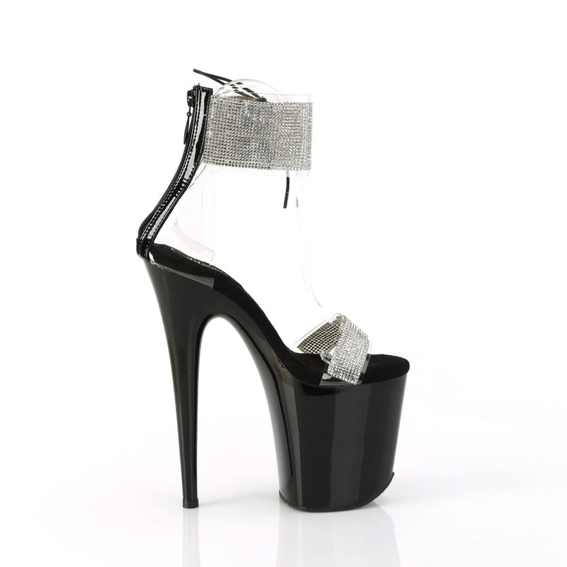 Pleaser FLAMINGO-827RS Platform Sandal (Clear-Black/Black)