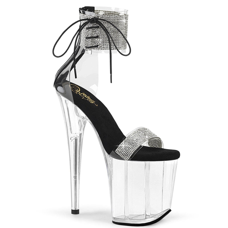 Pleaser FLAMINGO-827RS Platform Sandal (Clear-Black/Clear)