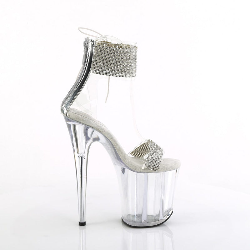 Pleaser FLAMINGO-827RS Platform Sandal (Clear-Silver/Clear)
