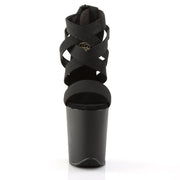 Pleaser FLAMINGO-869 Platform Sandal (Black Elastic Band-Faux Leather/Black Matte)