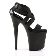 Pleaser FLAMINGO-869 Platform Sandal (Black Elastic Band-Faux Leather/Black Matte)