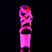 Pleaser FLAMINGO-869UV Platform Sandal (Neon Hot Pink Elastic Band-Patent/Neon Hot Pink)
