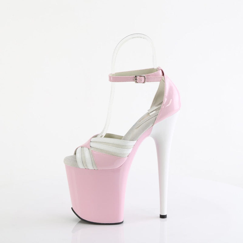 Pleaser FLAMINGO-884 Platform Sandal (Baby Pink-White/Pink-White)
