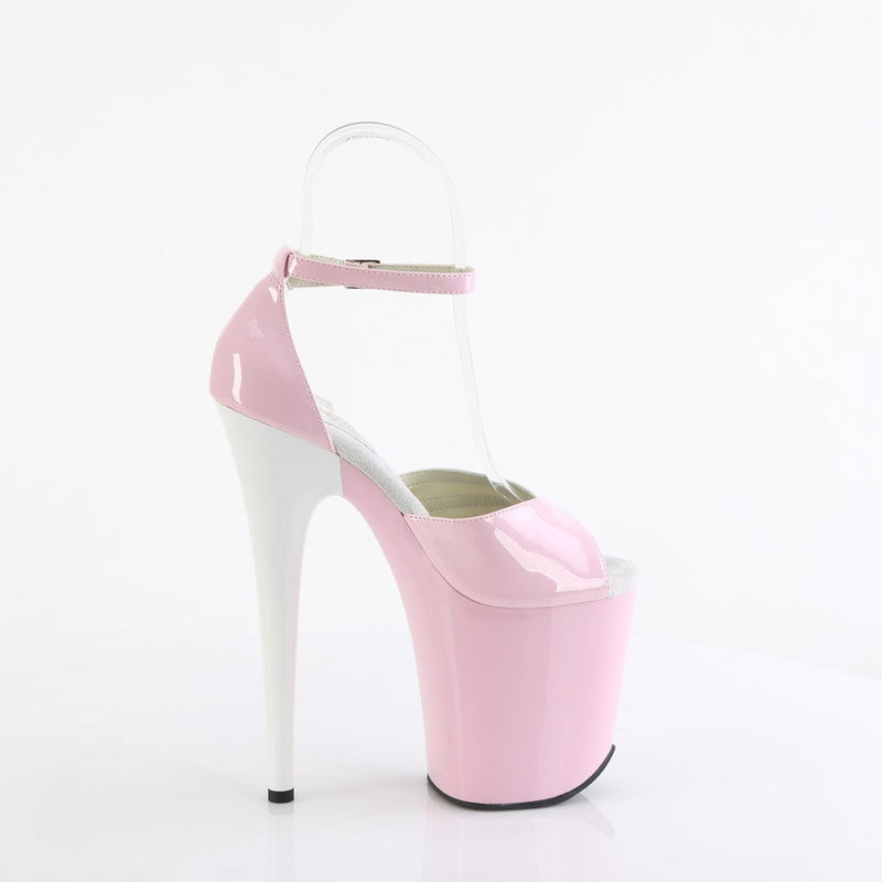 Pleaser FLAMINGO-884 Platform Sandal (Baby Pink-White/Pink-White)