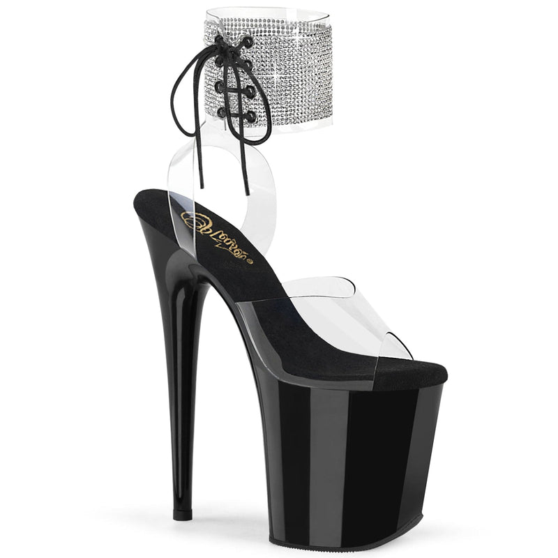 Pleaser FLAMINGO-891-2RS Platform Sandal (Clear/Black)