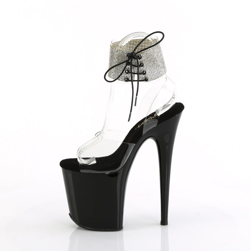 Pleaser FLAMINGO-891-2RS Platform Sandal (Clear/Black)