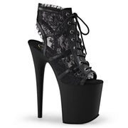 Pleaser FLAMINGO-896LC Platform Ankle Boot (Black Mesh-Lace/Black Matte)