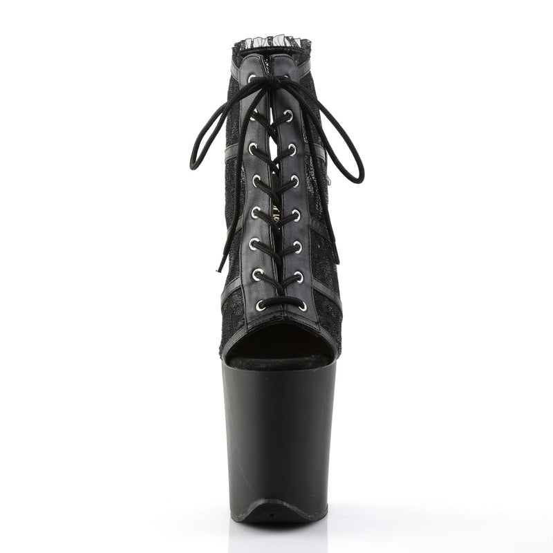 Pleaser FLAMINGO-896LC Platform Ankle Boot (Black Mesh-Lace/Black Matte)
