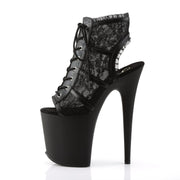 Pleaser FLAMINGO-896LC Platform Ankle Boot (Black Mesh-Lace/Black Matte)
