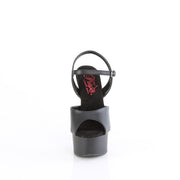 Pleaser GLEAM-609 Platform Sandal (Black Faux Leather-Black Matte)