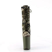 Pleaser INFINITY-1020CAMO Platform Ankle Boot (Green Camo Fabric/Dark Olive Matte)