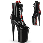 Pleaser INFINITY-1020FH Platform Ankle Boot (Black-Red Patent/Black-Red)