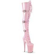 Pleaser INFINITY-3028 Platform Thigh High Boot (Baby Pink Stretch Patent/Baby Pink)