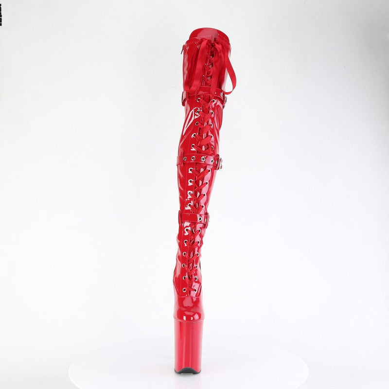Pleaser INFINITY-3028 Platform Thigh High Boot (Red Stretch Patent/Red)