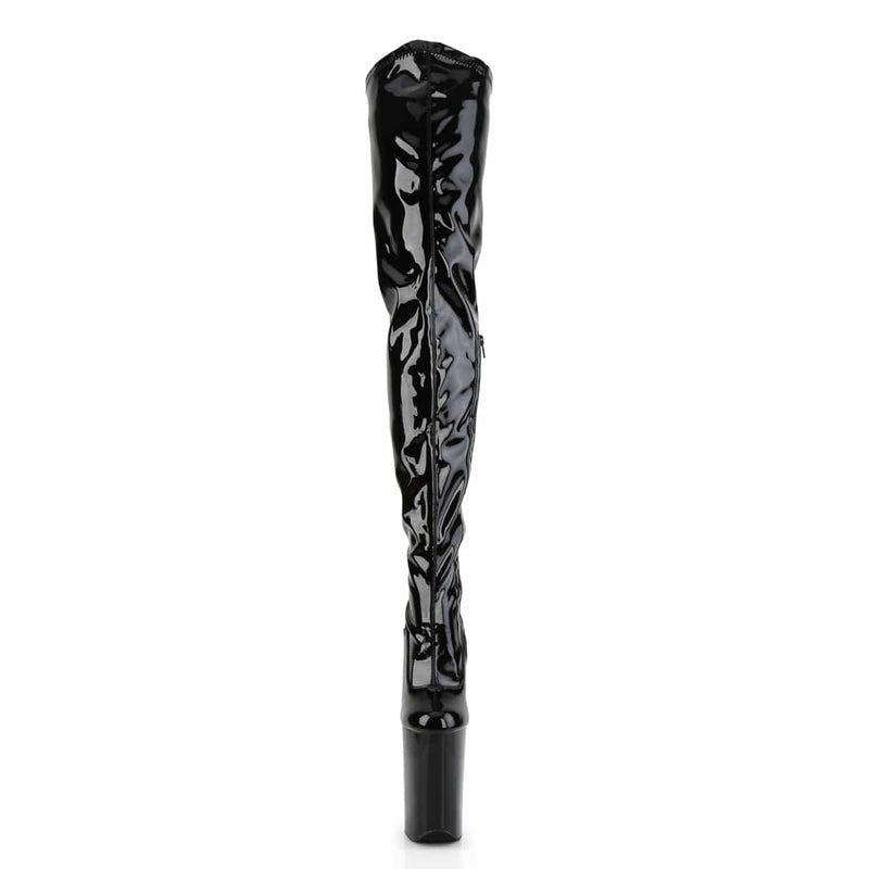Pleaser INFINITY-4000 Platform Crotch High Boot (Black Stretch Patent/Black)
