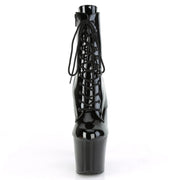 Pleaser IRONGRIP-1020 Platform Ankle Boot (Black Patent/Black-Silver Brushed)