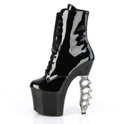 Pleaser IRONGRIP-1020 Platform Ankle Boot (Black Patent/Black-Silver Brushed)