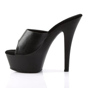 Pleaser KISS-201 Platform Sandal (Black Faux Leather/Black Matte)