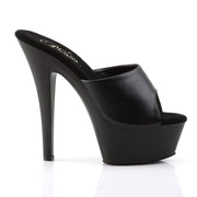 Pleaser KISS-201 Platform Sandal (Black Faux Leather/Black Matte)