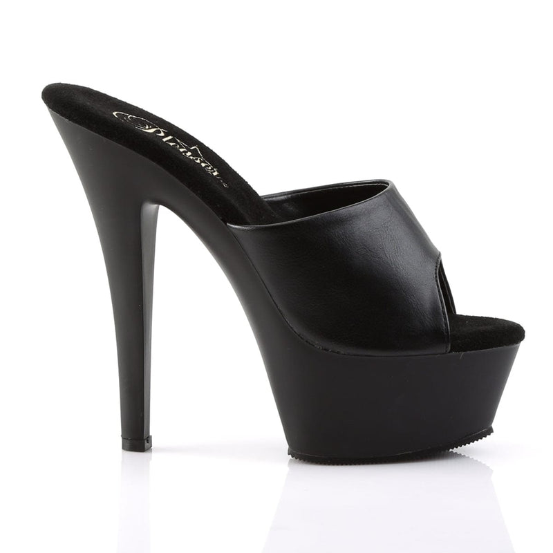 Pleaser KISS-201 Platform Sandal (Black Faux Leather/Black Matte)
