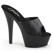 Pleaser KISS-201 Platform Sandal (Black Faux Leather/Black Matte)