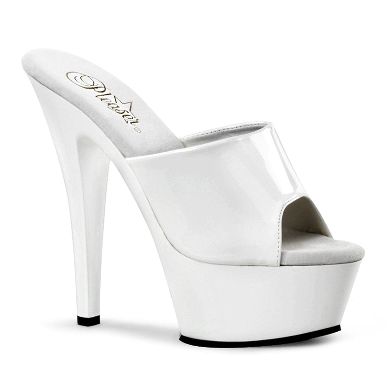 Pleaser KISS-201 Platform Slide (White Patent/White)